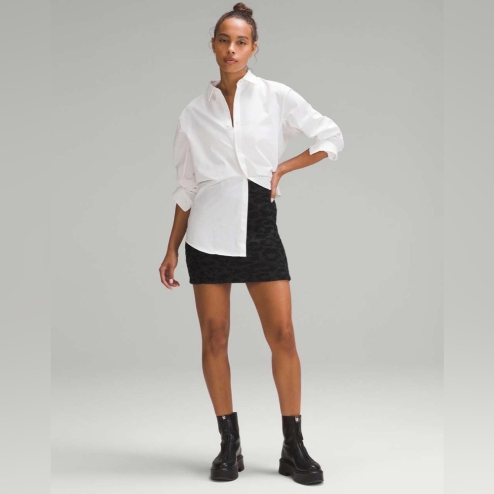 Lululemon Wool-Blend Jacquard Mini Skirt in Knit Leopard Graphite Grey Black - Picture 2 of 11